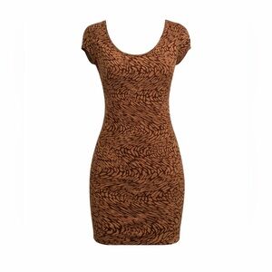 Wavy Pattern Cotton and modal stretch body con dress